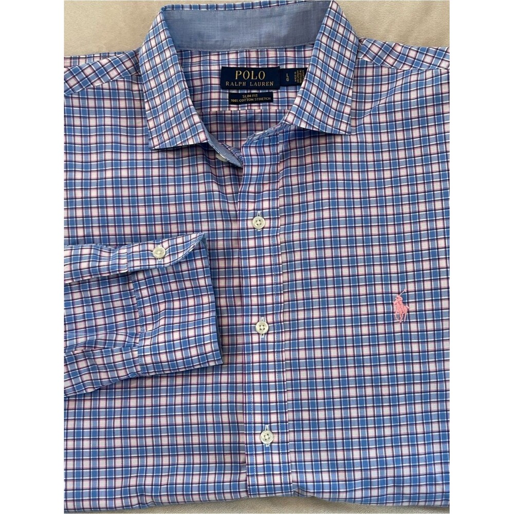Polo Ralph Lauren Pink Pony Slim Fit Stretch Cotton Shirt Large